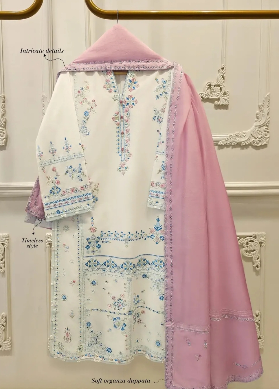 2 Piece - Embroidered Cambric Suit